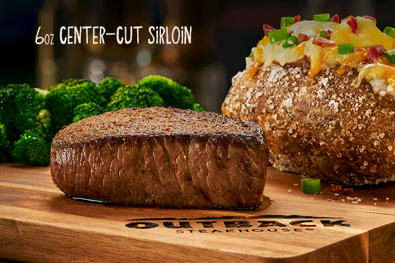 6oz Center-Cut Sirloin, Grilled Chicken on the Barbie, Gold Coast Coconut Shrimp, The Bloomin' Burger, Grilled Shrimp on the Barbie