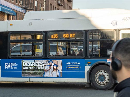 out of home bus advertising new york city cuny