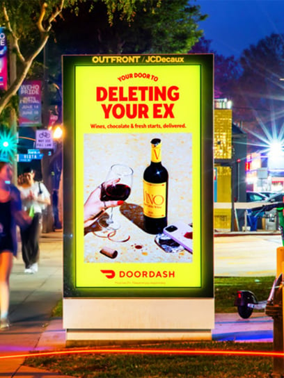 out of home digital bus shelter advertising doordash west wollywood