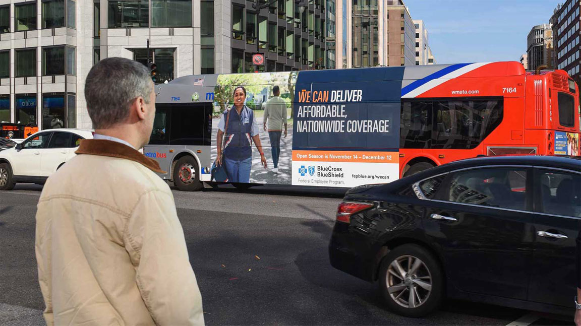 out of home bus advertising blue cross blue shield