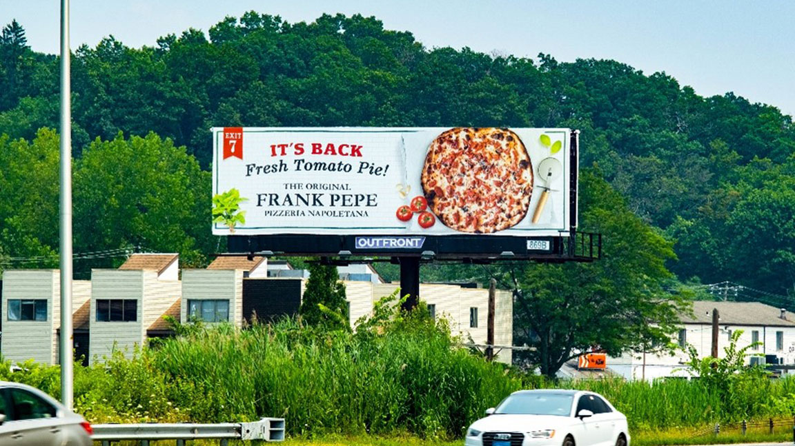 out of home billboard advertising connecticut prank and pepes pizza