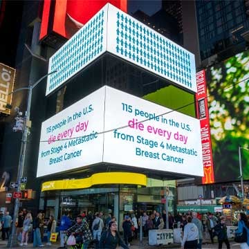 out of home digital billboard advertising new york city promoting breast cancer awareness