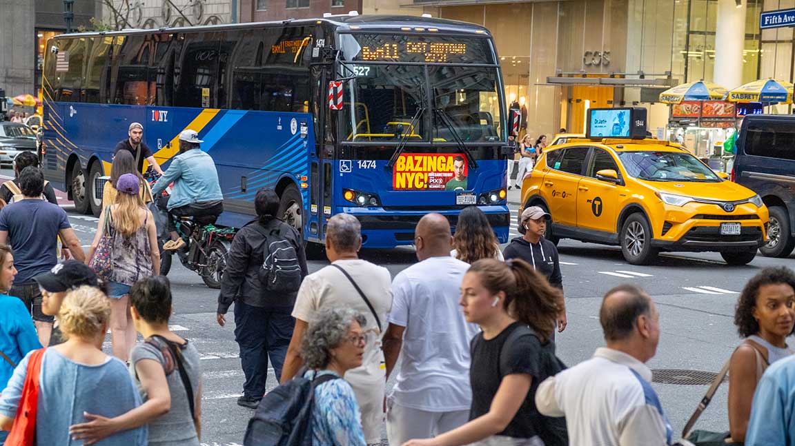 WPIX-11 Big Bang Theory ad on front of NYC bus