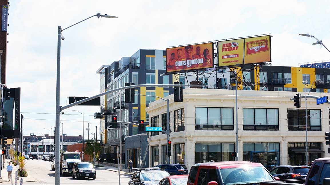 Dual Kansas City Chiefs poster billboards in Kansas City