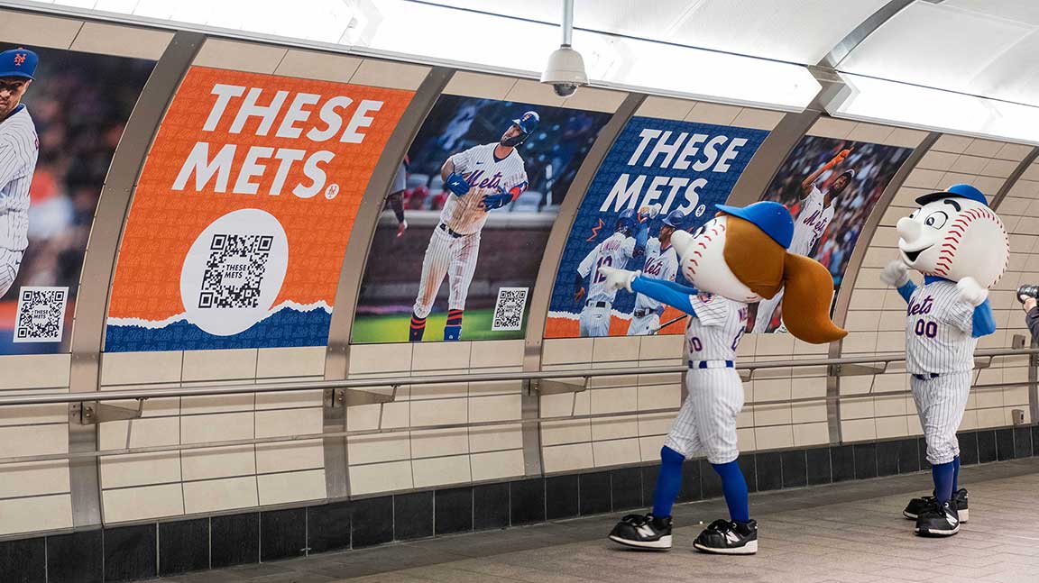 Mets wall cling media at Hudson Yards