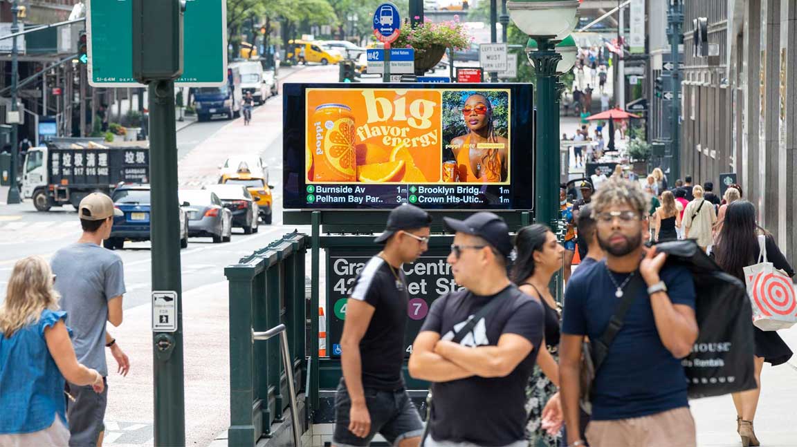 Digital Urban Panel in NYC Subway Station Available Programmatically, Poppi campaign