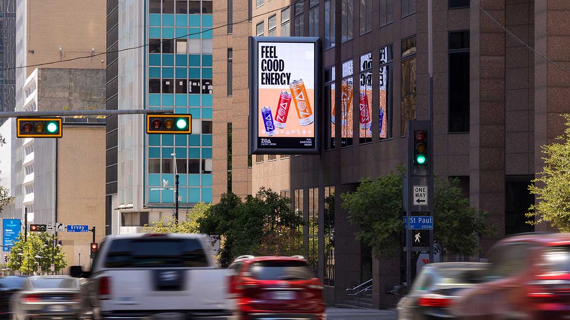 Feelgood Energy Drink metro light ad in Dallas