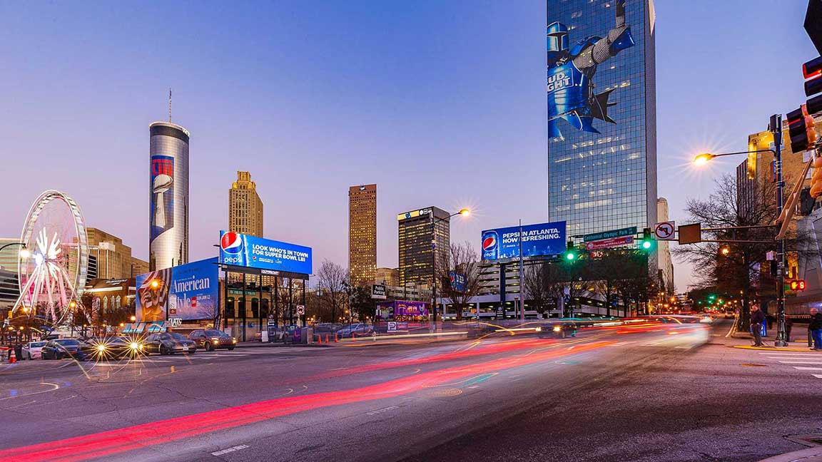 Pepsi billboards inside Atlanta Super Bowl clean zone