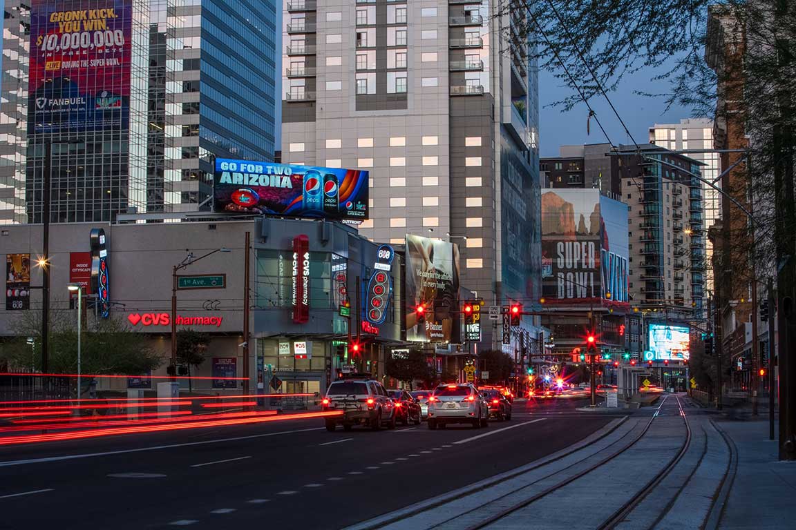 Pepsi ad in Phoenix during Super Bowl