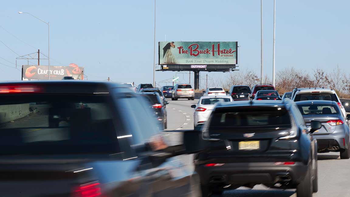 The Buck wedding digital billboard in Philadelphia