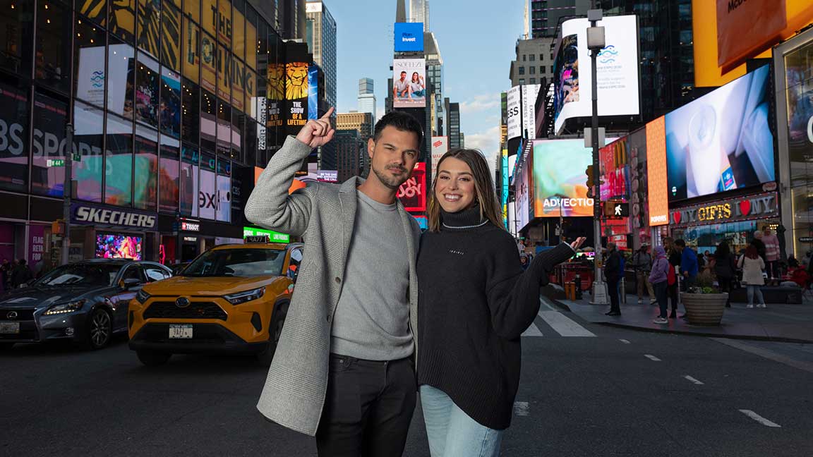 Times Square Billboard for The Squeeze podcast with Taylor Lautner