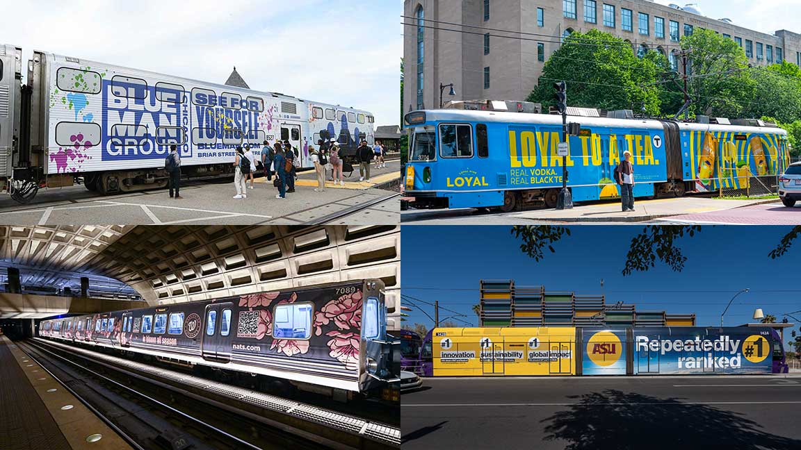 Blue Man Group wrapped Chicago Metra commuter train