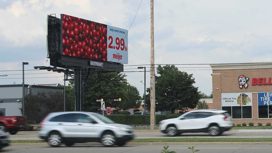 Meijer billboard showing sale items