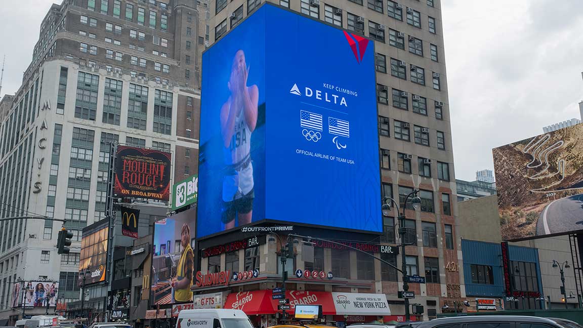 Olympics-themed Delta DOOH ad in New York City