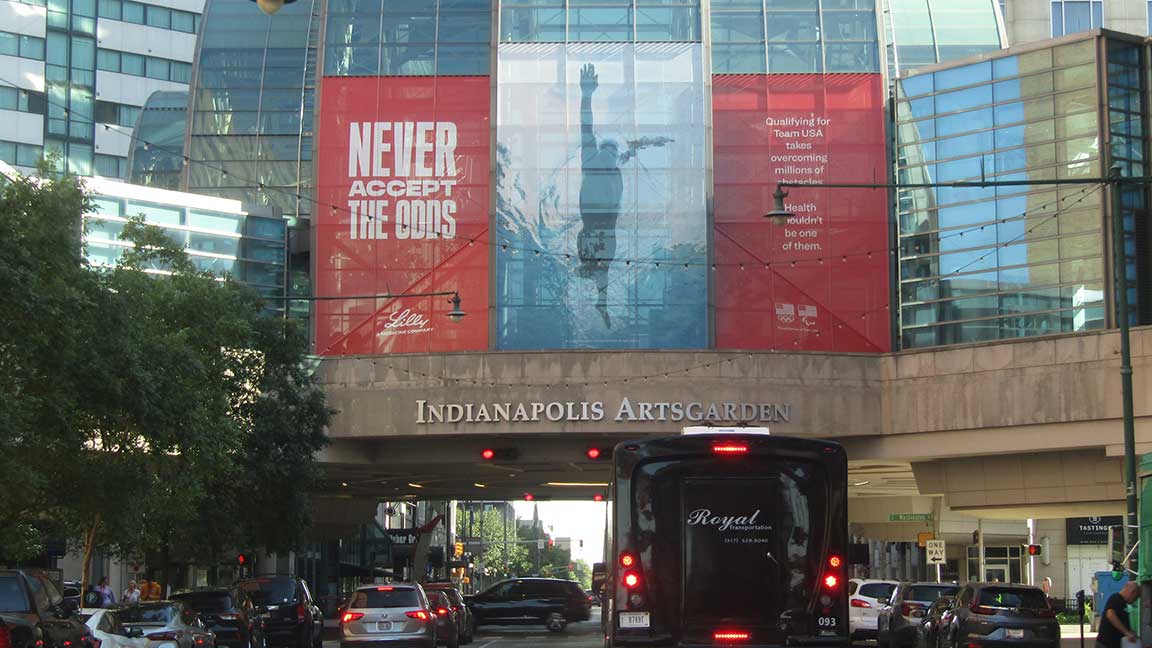 Olympics-themed Lilly OOH ad in Indianapolis