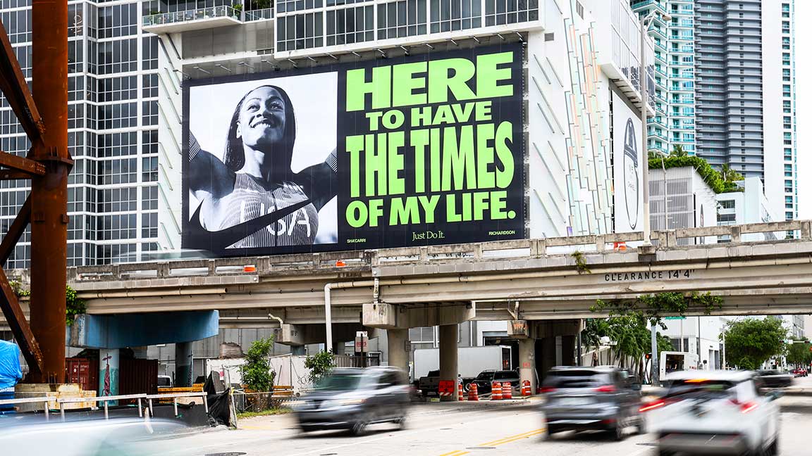 Nike wallscape in Miami featuring Sha'Carri Richardson