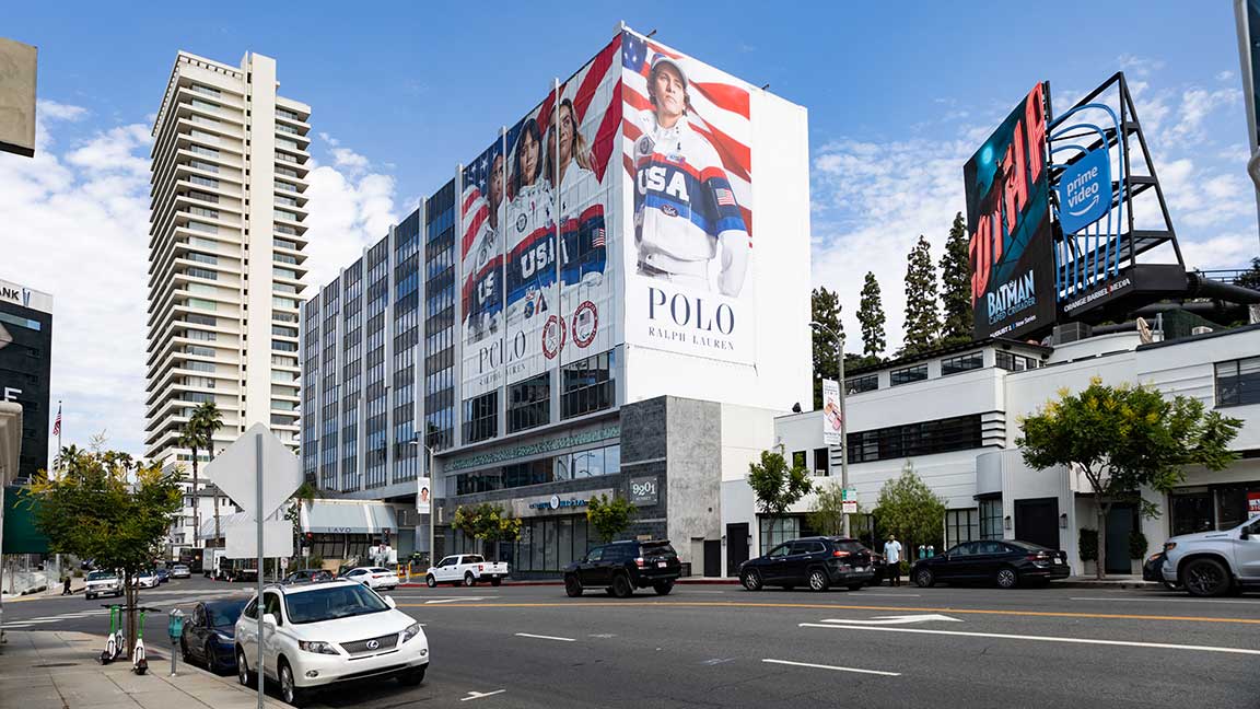 Olympics themed Ralph Lauren wallscape ad in Los Angeles