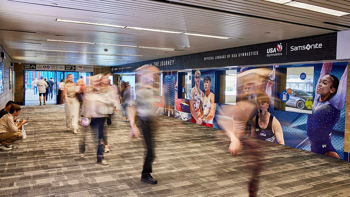 Olympics-themed Samsonite wallscape in Minneapolis