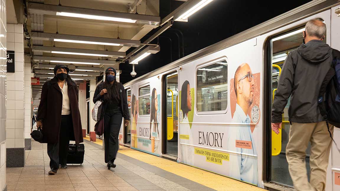 Emory University OOH campaign in NYC subway