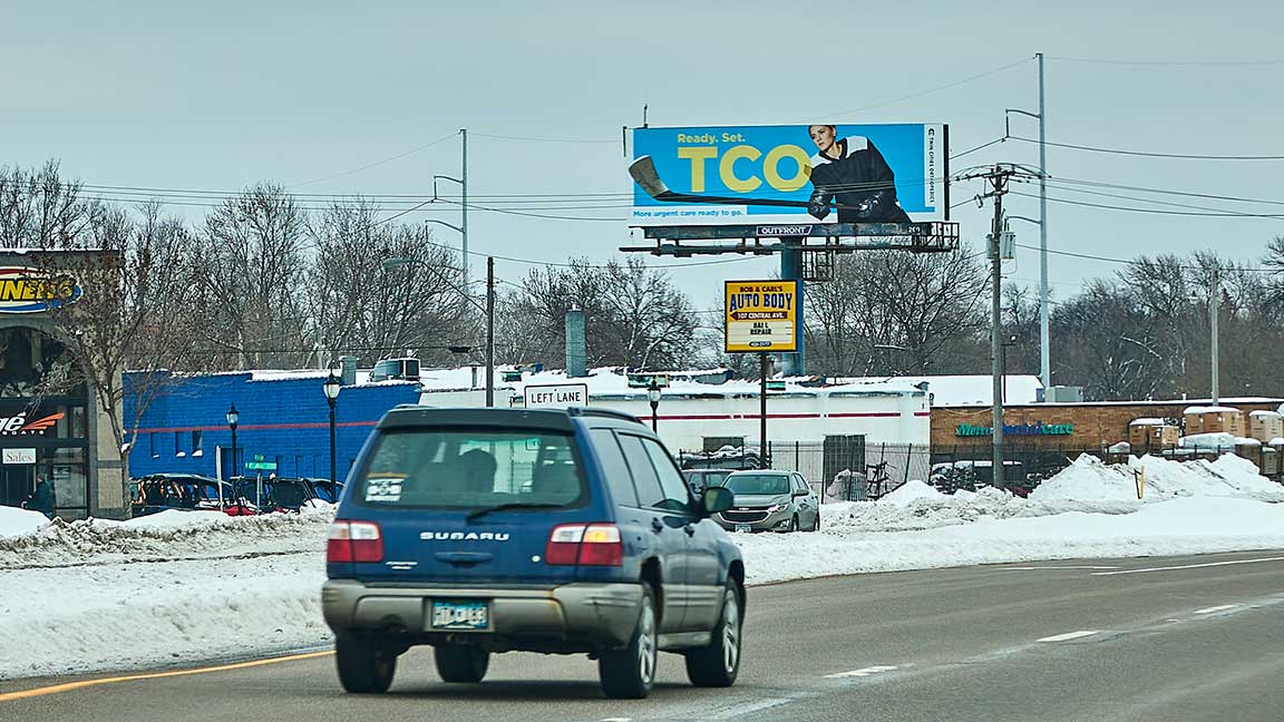 Hockey themed Minnesota billboard for TCO orthopedics.