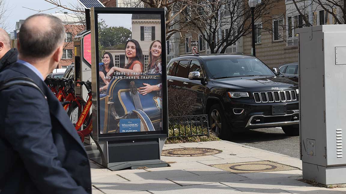 Williamsburg Tourism campaign on bikeshare media in Washington, D.C.