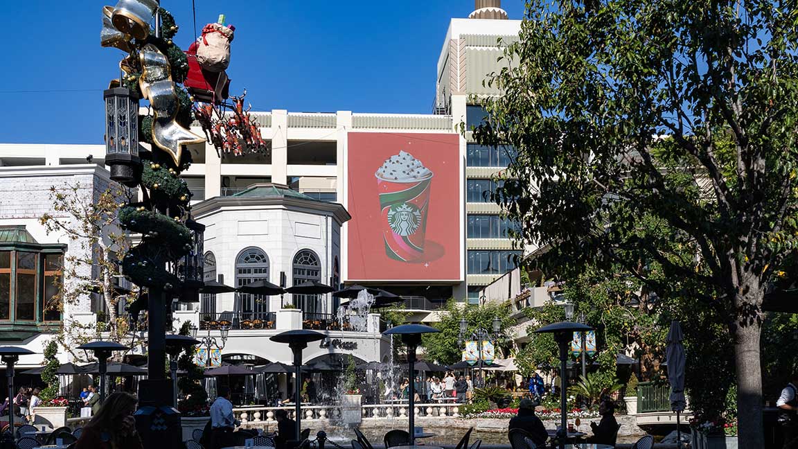 Starbucks DOOH ad at The Grove in Los Angeles