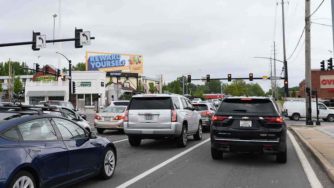 OUTFRONT bulletin billboards along St. Louis surface street