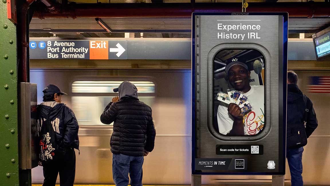 "Experience History in Real Life" campaign on NYC subway media