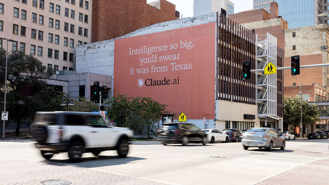 Claude AI wallscape in downtown Dallas