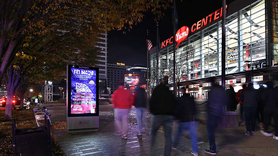 OUTFRONT Digital Kiosk Network in Downtown Louisville outside KFC Yum! Center