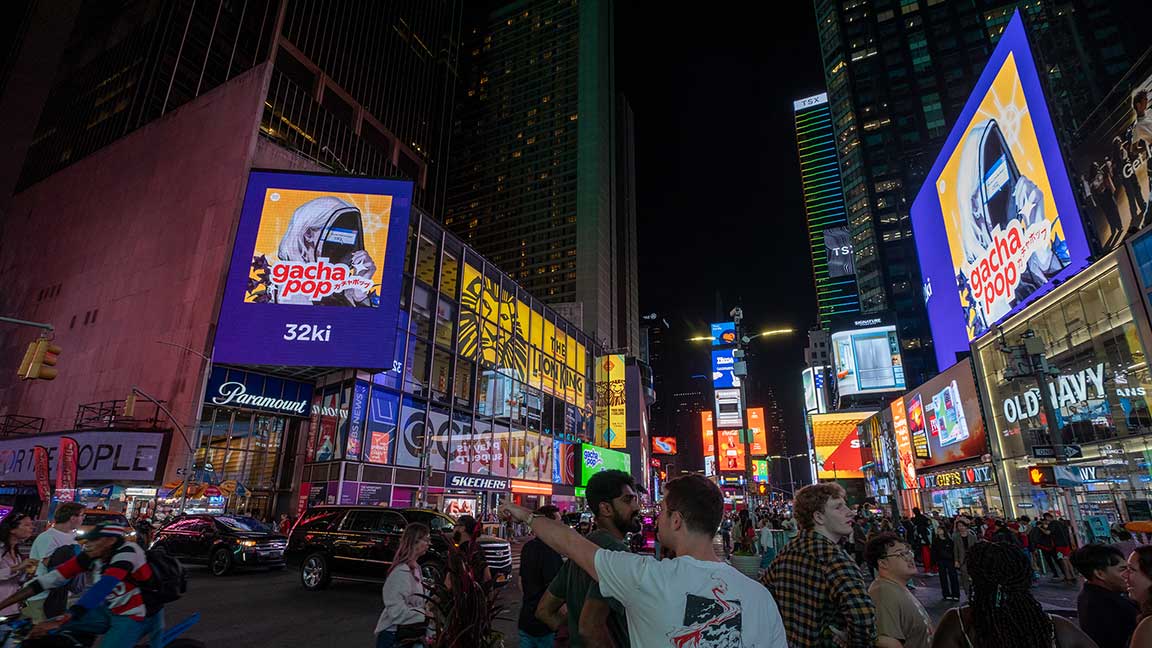 Spotify digital out of home billboards on the Times Square Wedge and the Digital Beast