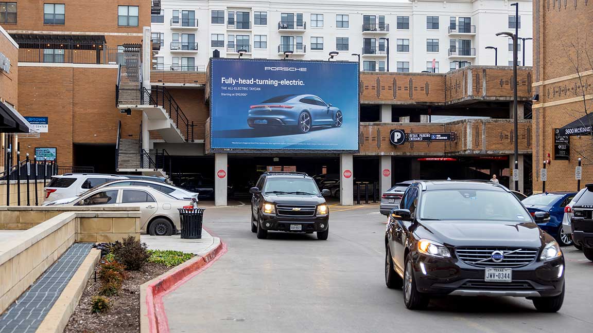 Porsche wallscape billboard in Dallas
