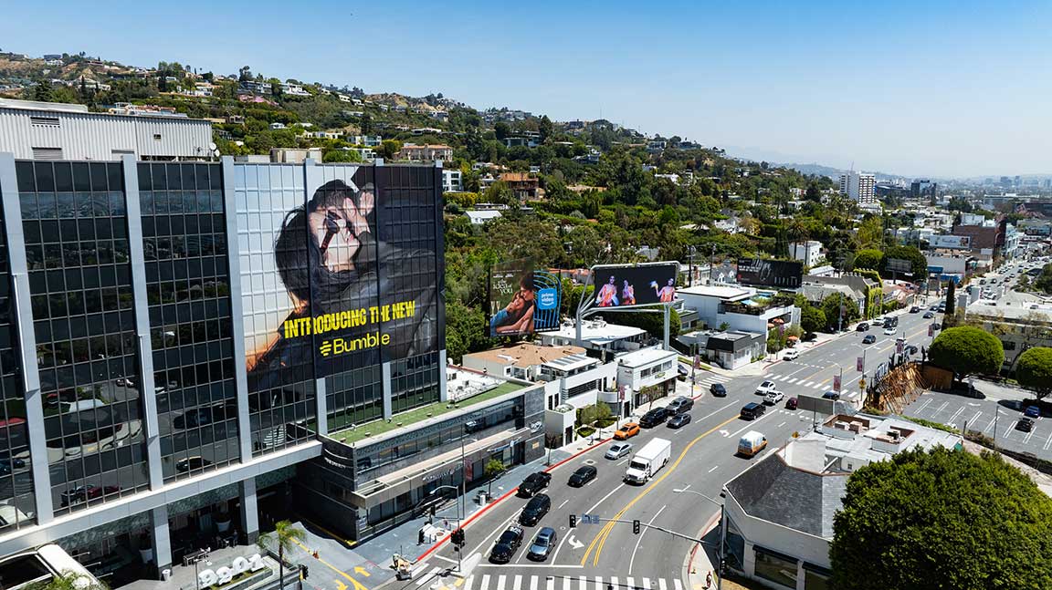 Bumble wallscape advertisement in Los Angeles