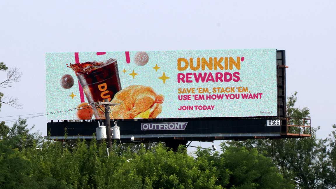 DOOH billboard for Dunkin Rewards