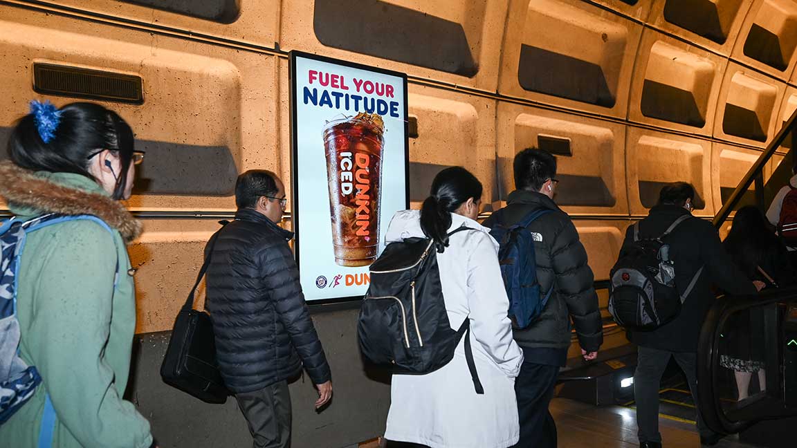 Contextually relevant Dunkin ad at WMATA station in DC