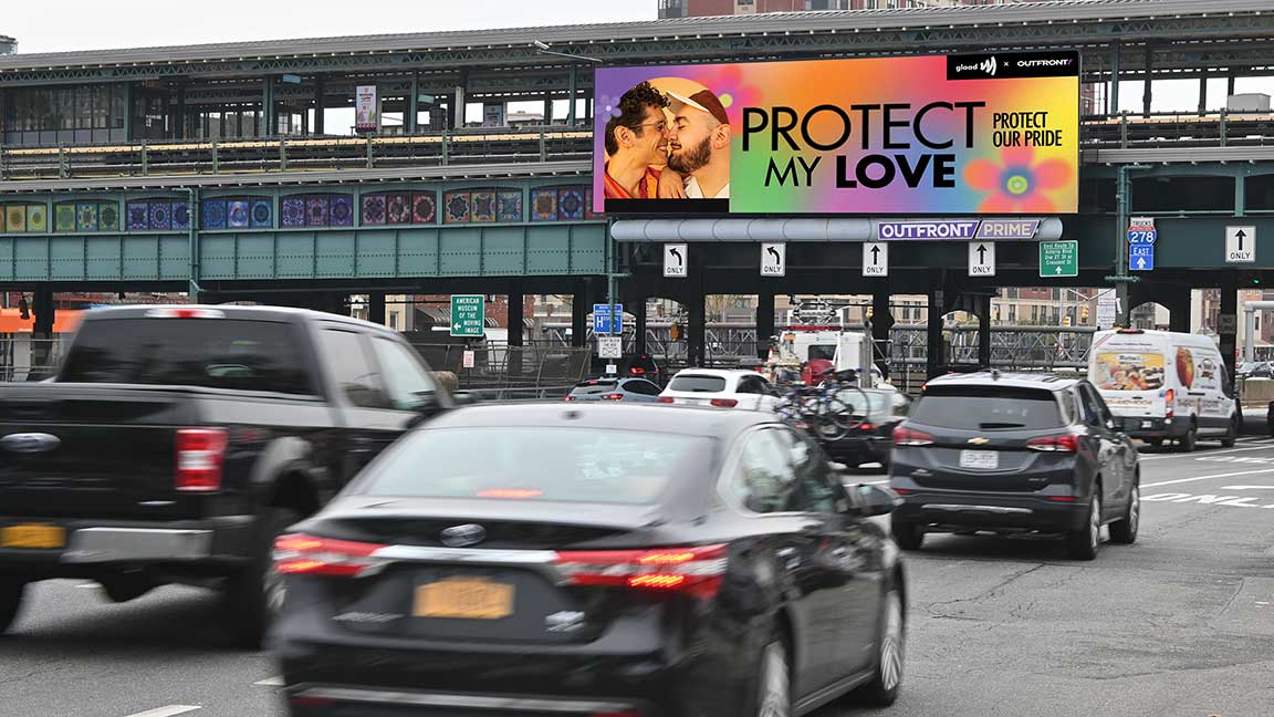 OUTFRONT x GLAAD Protect Our Pride partnership on New York billboard