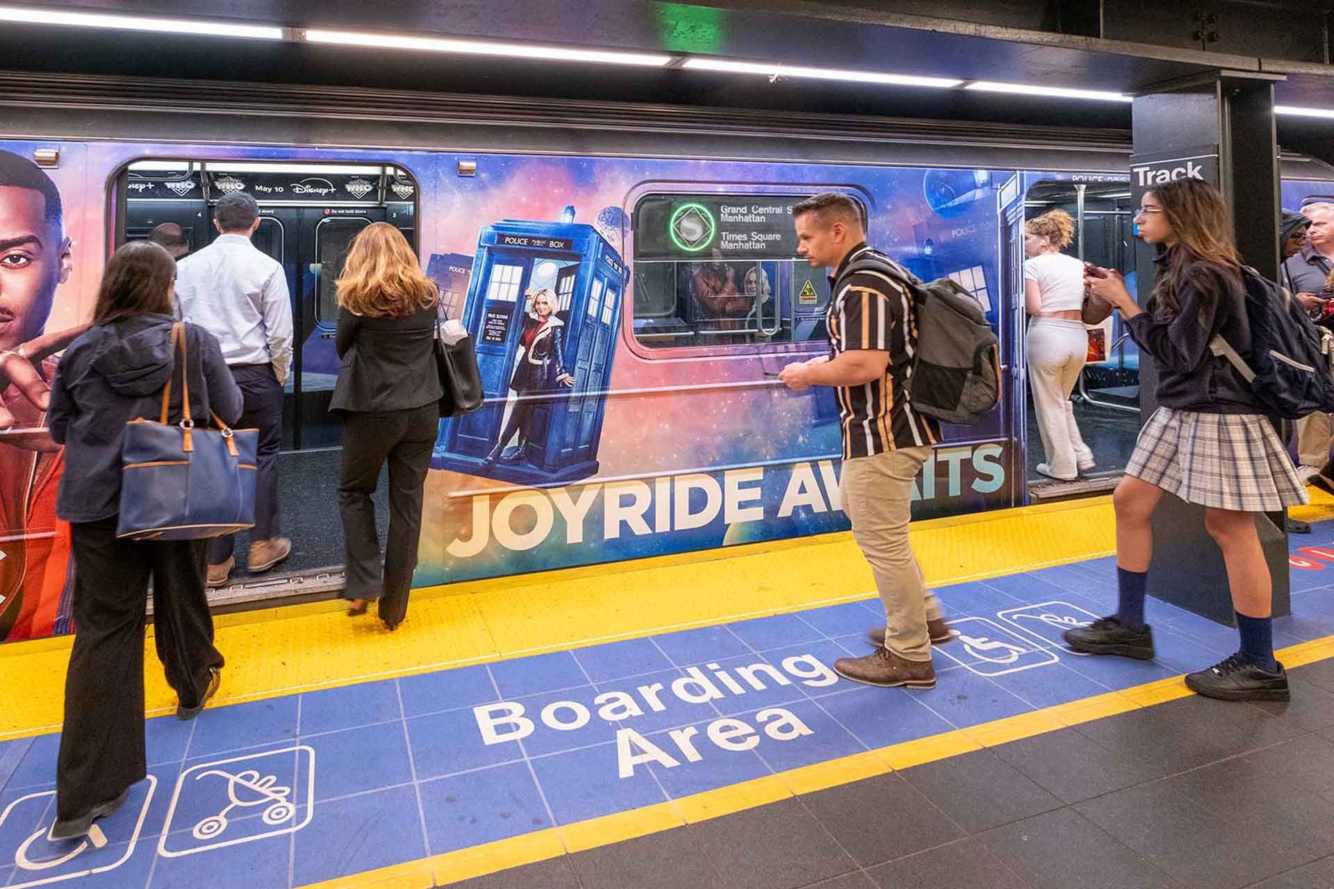 out of home train warp advertising new york city