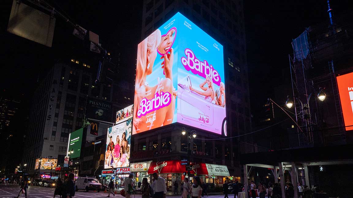 Barbie DOOH on spectacular Penn Digital billboard in New York City