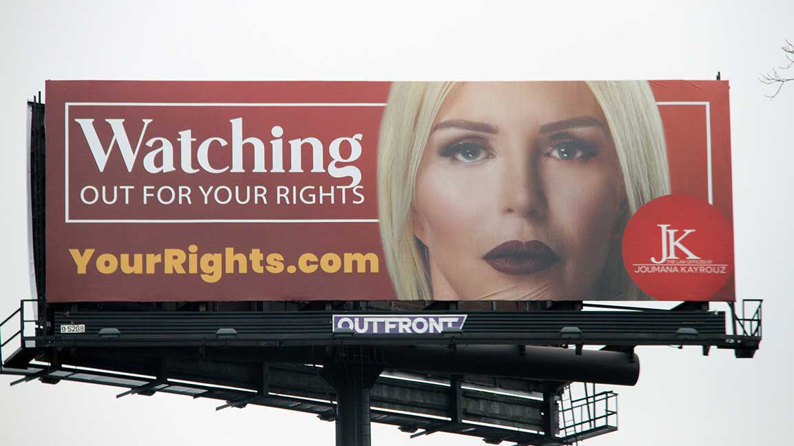 Billboard for Joumana Kayrouz says watching out for your rights
