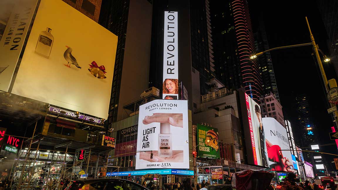 Revolution Beauty campaign on The Bird in Times Square