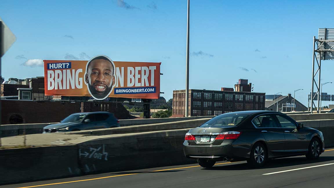 Award-winning Connecticut billboard for attorney Bert McDowell, designed by STUDIOS