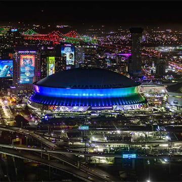 Bud Light Caesars Superdome New Orleans for Super Bowl LIX out of home advertising 