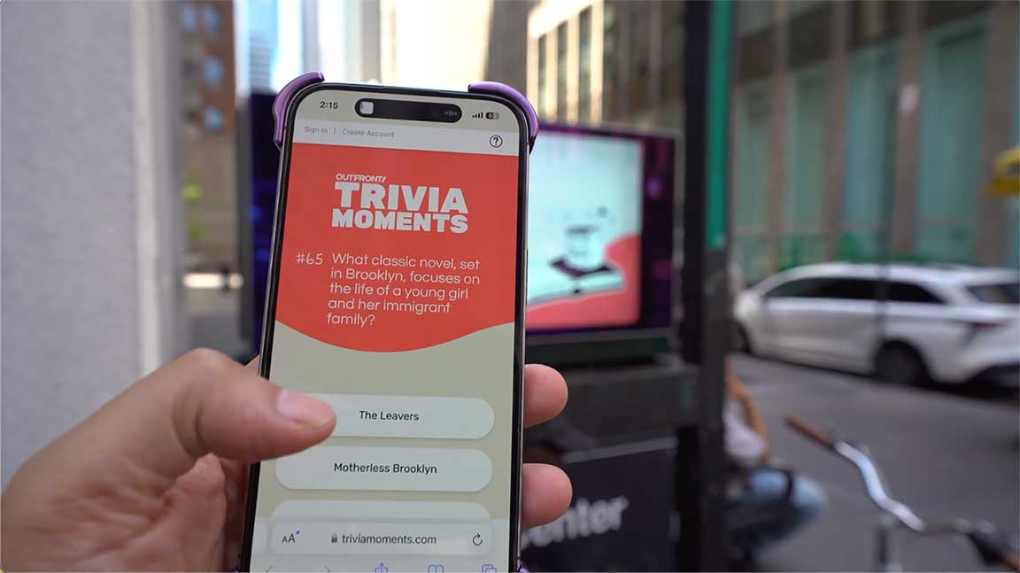 Trivia Moments gamified OOH experience on mobile phone