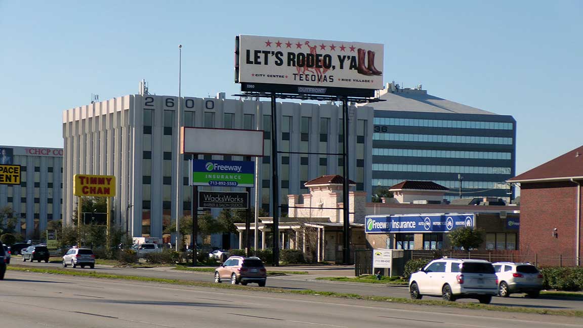 Contextually relevant Tecovas billboard in Houston