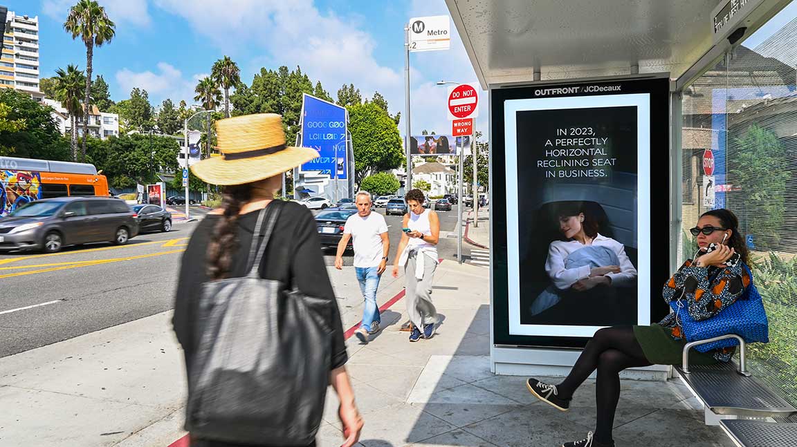 Digital shelter on Sunset Boulevard in Los Angeles