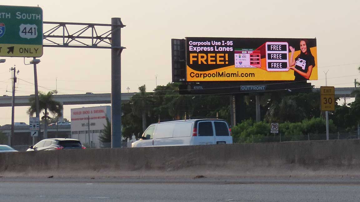 Carpool Miami digital OOH bulletin 