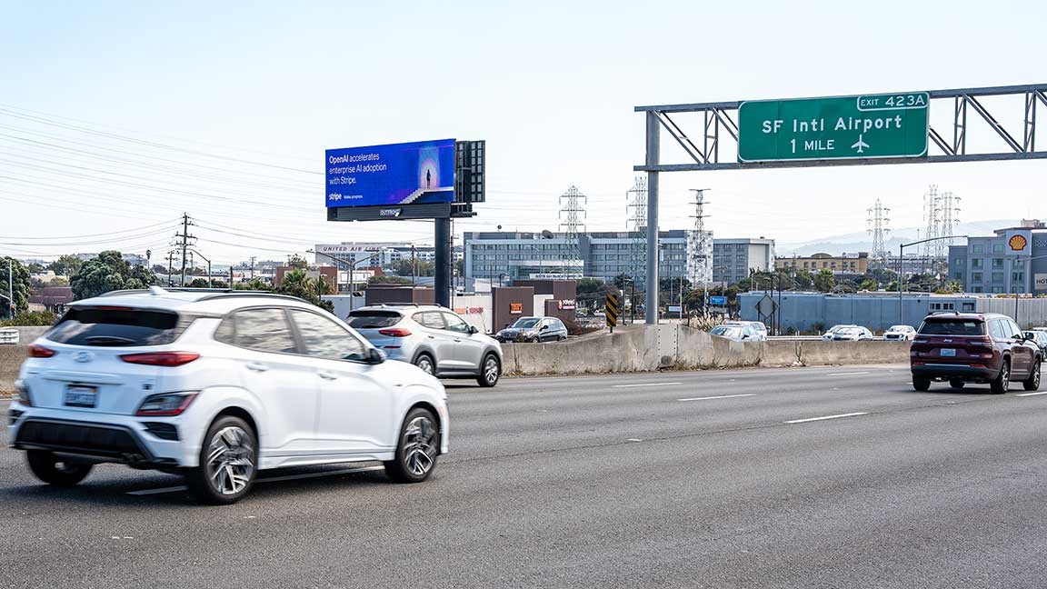 AI company advertisement on digital billboard in San Francisco 