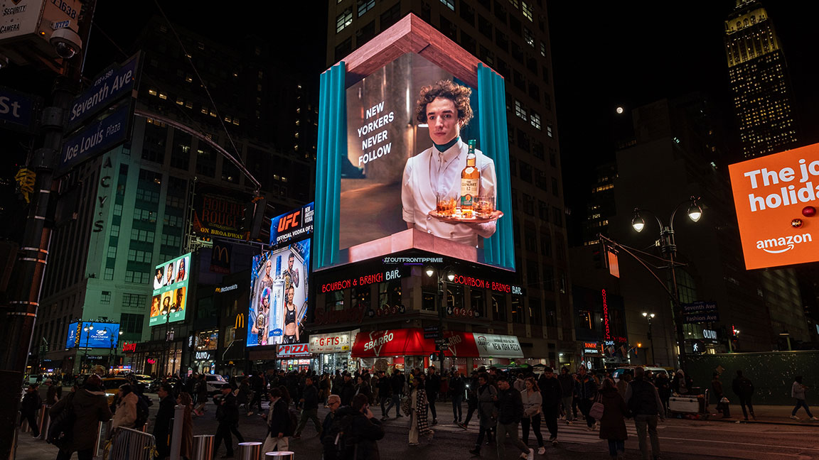 XScape spatial creative aka 3D billboard in New York City on OUTFRONT PRIME DOOH