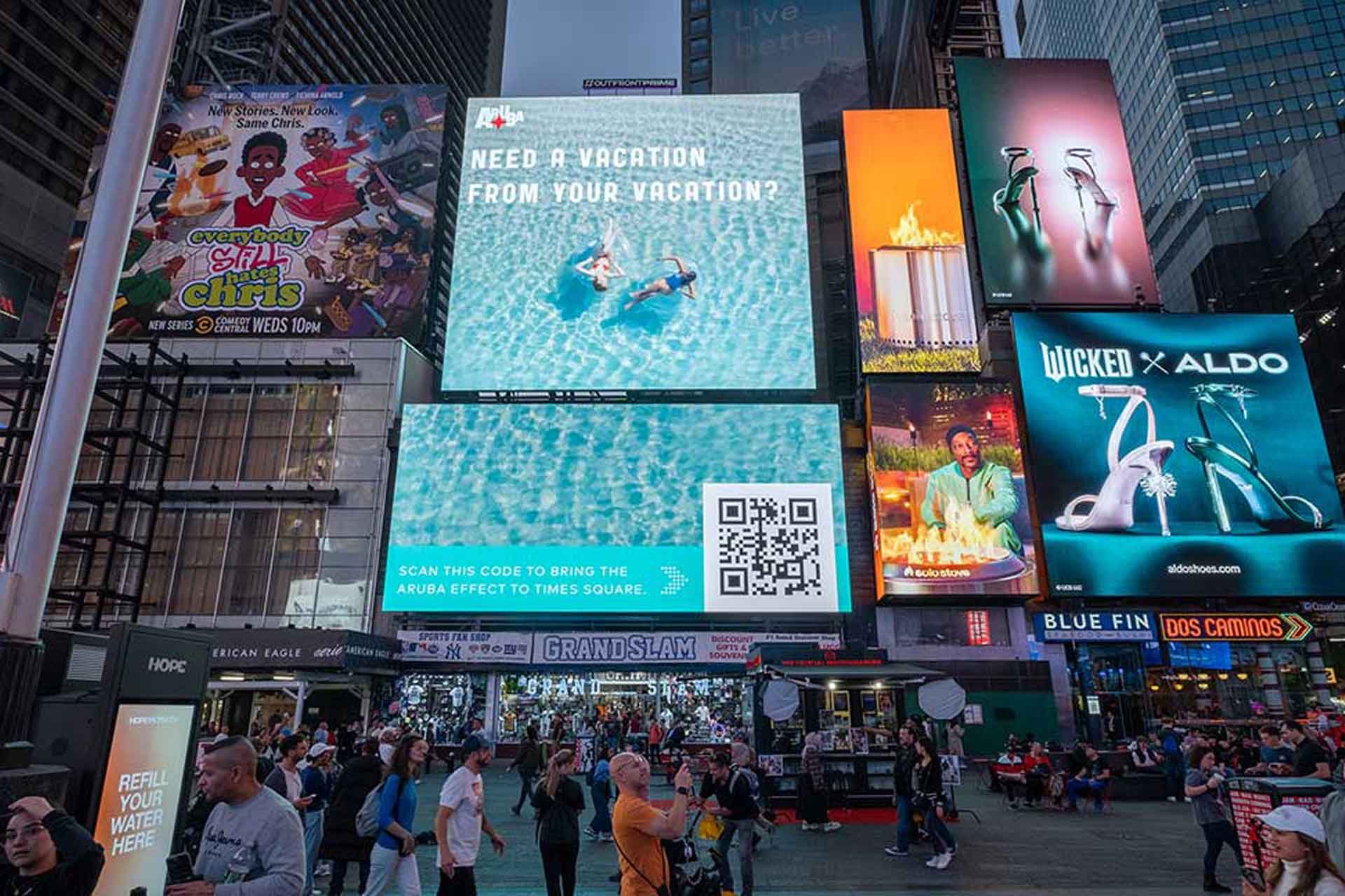 aruba tourism time square duff duo out of home advertising