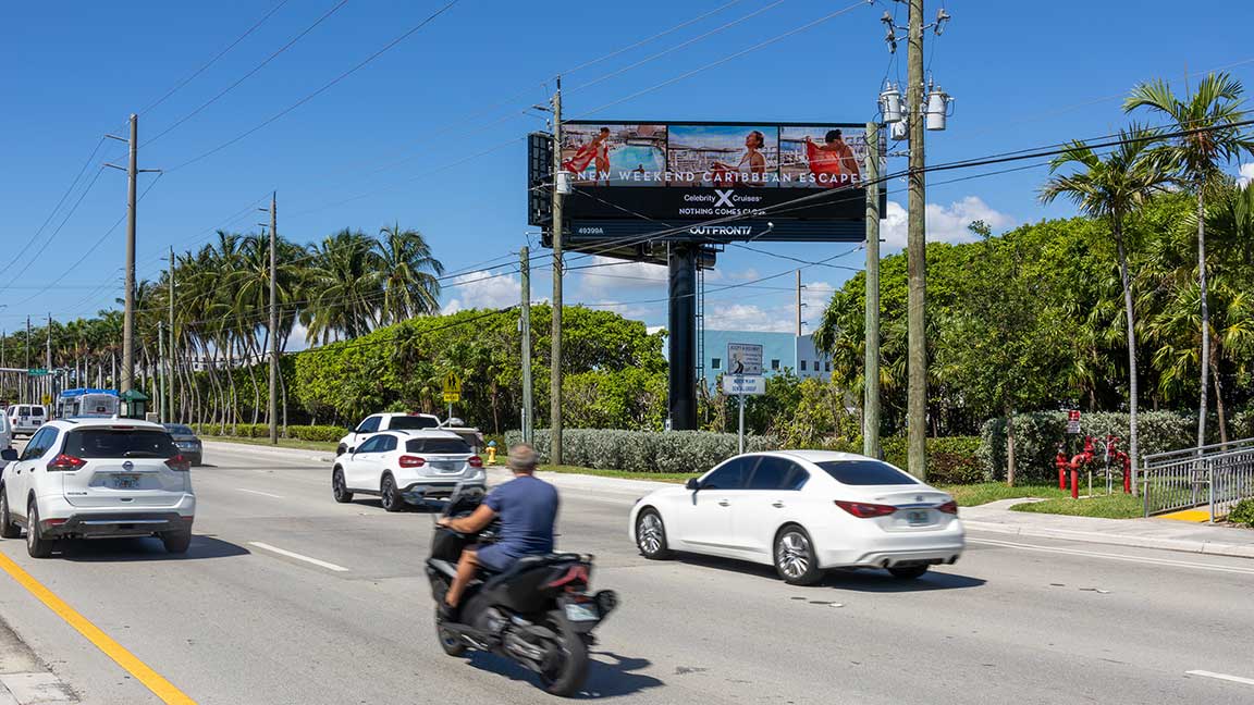 Celebrity Cruises DOOH campaign on digital bulletin in Miami